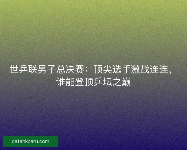 世乒联男子总决赛:顶尖选手激战连连,谁能登顶乒坛之巅 世乒联男子总决赛:顶尖选手激战连连,谁能登顶乒坛之巅