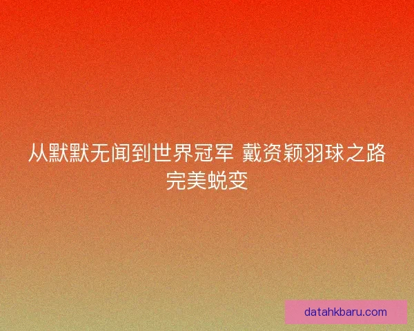 从默默无闻到世界冠军 戴资颖羽球之路完美蜕变
